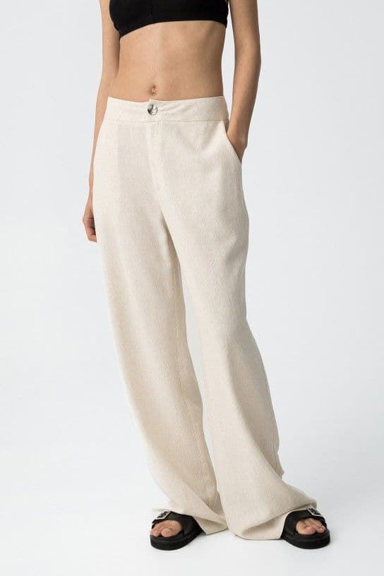 Pantalones fluidos lino, Portel - Imagen 1