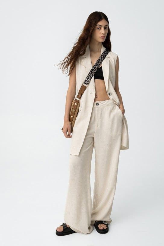 Pantalones fluidos lino, Portel - Imagen 5