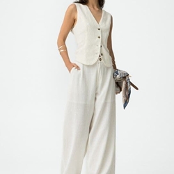 Pantalones Wide Leg de Algodón Texturizado, Colety - Imagen 1