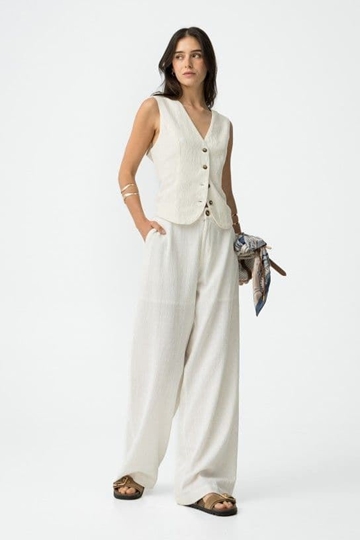 Pantalones Wide Leg de Algodón Texturizado, Colety - Imagen 1