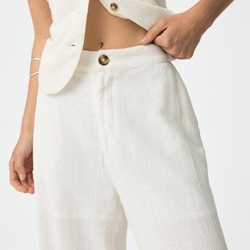 Pantalones Wide Leg de Algodón Texturizado, Colety - Imagen 2