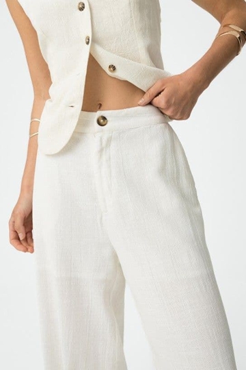 Pantalones Wide Leg de Algodón Texturizado, Colety - Imagen 2