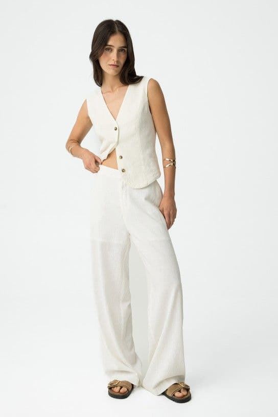 Pantalones Wide Leg de Algodón Texturizado, Colety - Imagen 4