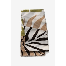 Pañuelo estampado camel y verde - Imagen 1