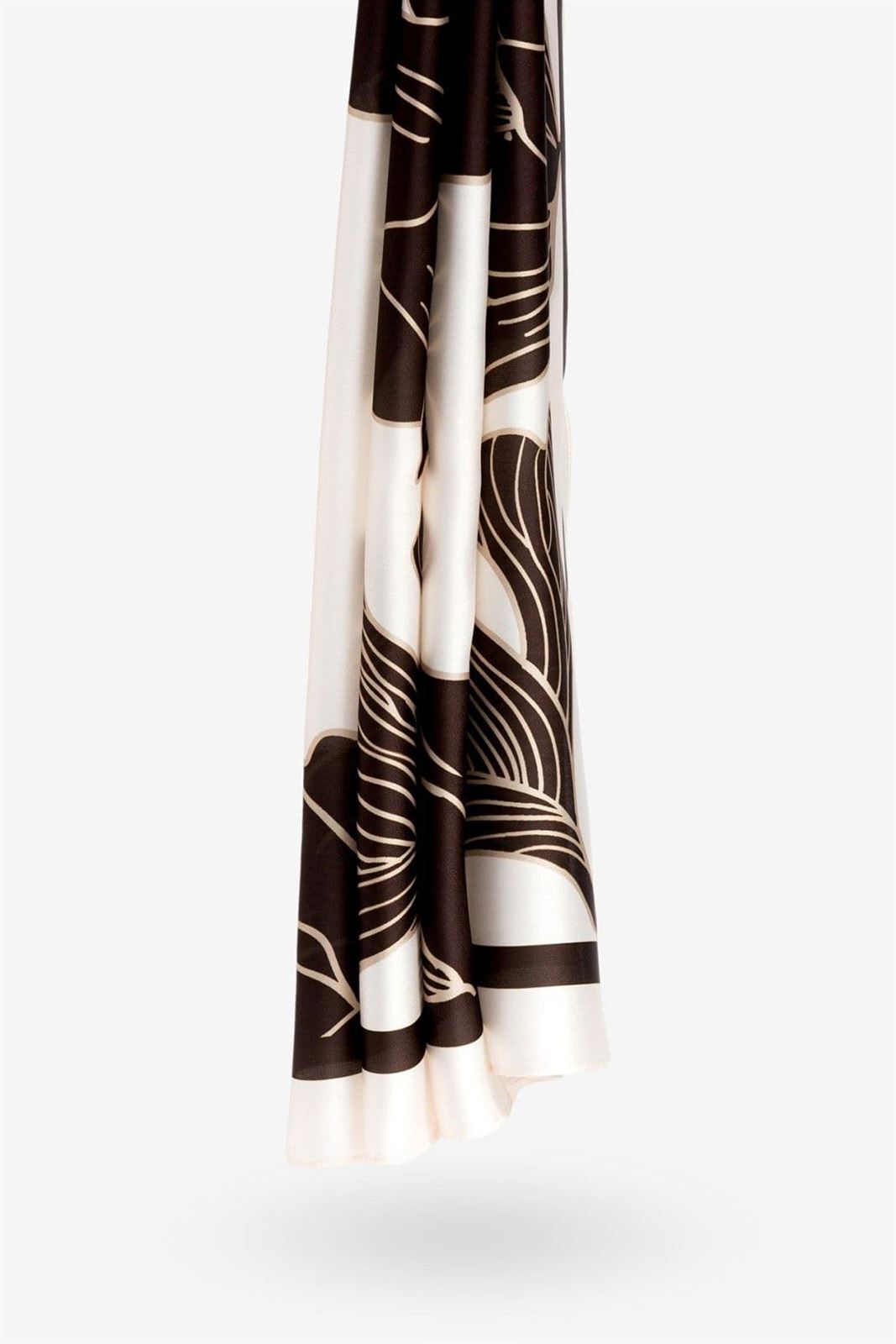 Pañuelo floral sedoso marrón - Imagen 1