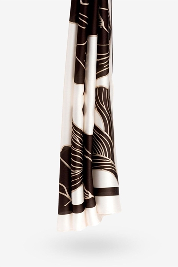 Pañuelo floral sedoso marrón - Imagen 1