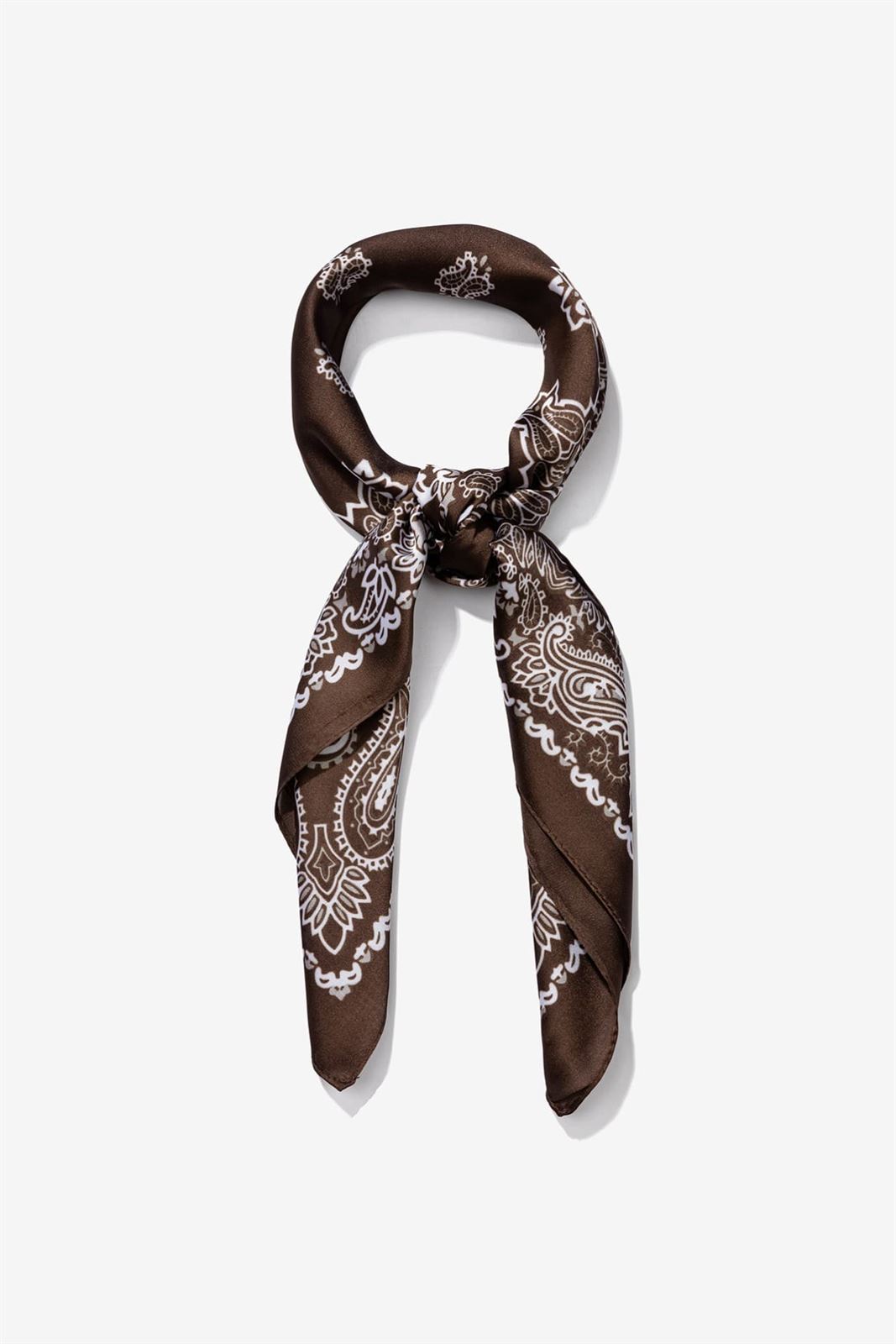 Pañuelo marrón chocolate estampado - Imagen 1