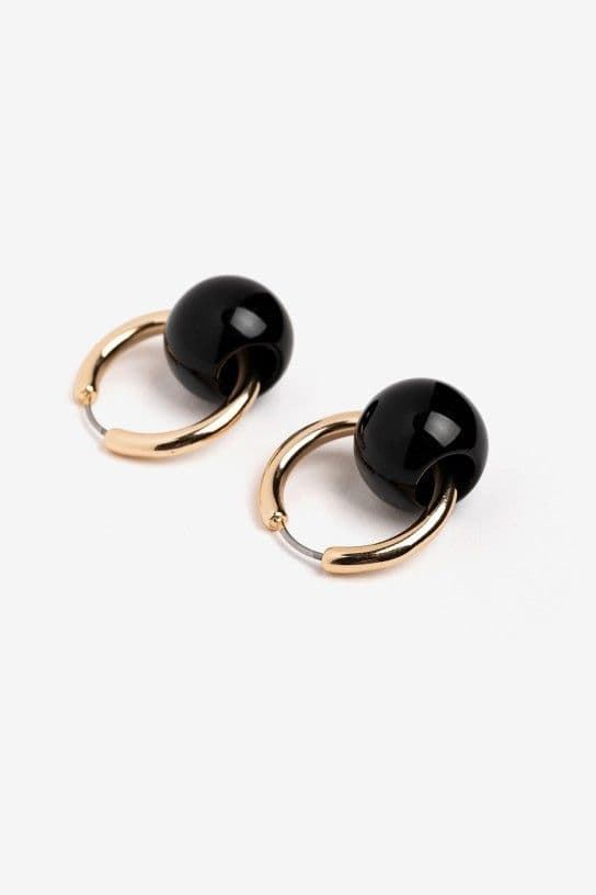 Pendiente aro con esfera negra - Imagen 2