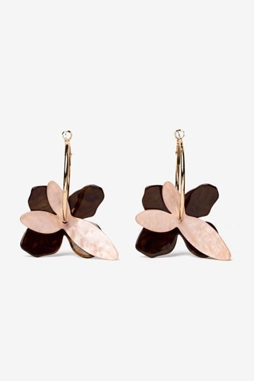 Pendiente aro con flores - Imagen 1