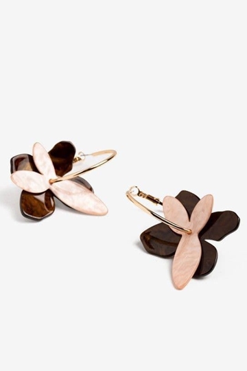 Pendiente aro con flores - Imagen 2