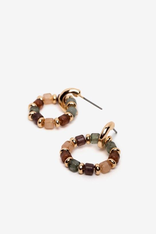 Pendiente aro cuentas multicolor - Imagen 2