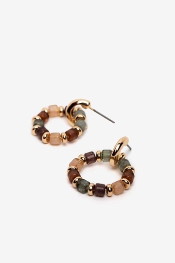 Pendiente aro cuentas multicolor - Imagen 2