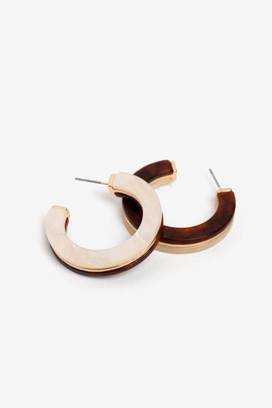 Pendiente aro nácar y dorado - Imagen 2