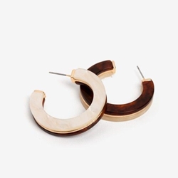 Pendiente aro nácar y dorado - Imagen 2