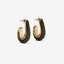 Pendiente aro verde y dorado - Imagen 1