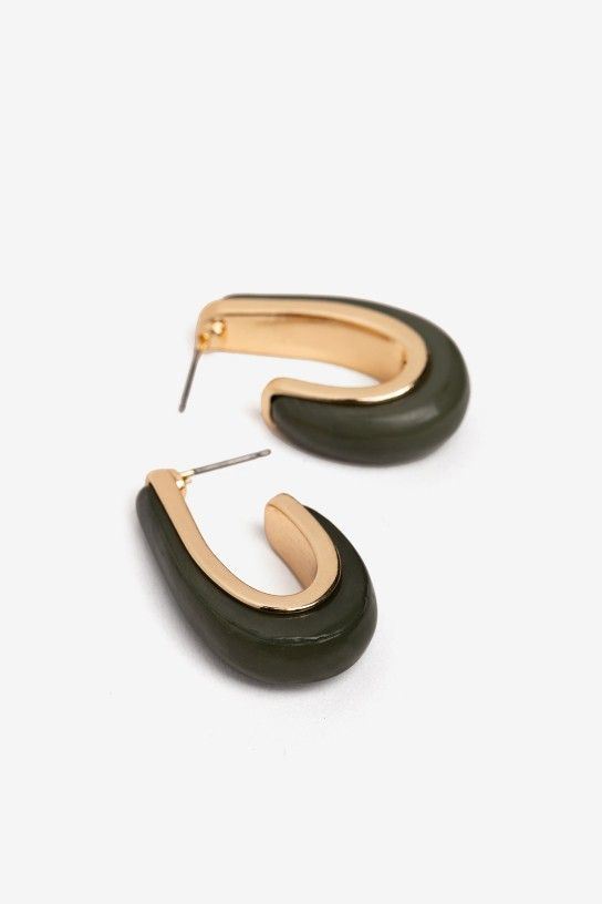 Pendiente aro verde y dorado - Imagen 2