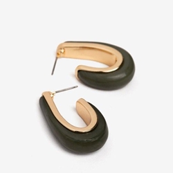 Pendiente aro verde y dorado - Imagen 2