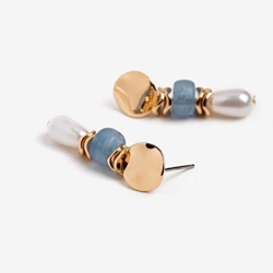 Pendiente azul perla y dorado - Imagen 2