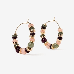 Pendientes aro cuentas colores - Imagen 1