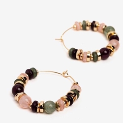 Pendientes aro cuentas colores - Imagen 2