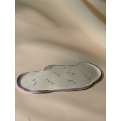 Plato bajo de gres estampado floral - Imagen 1