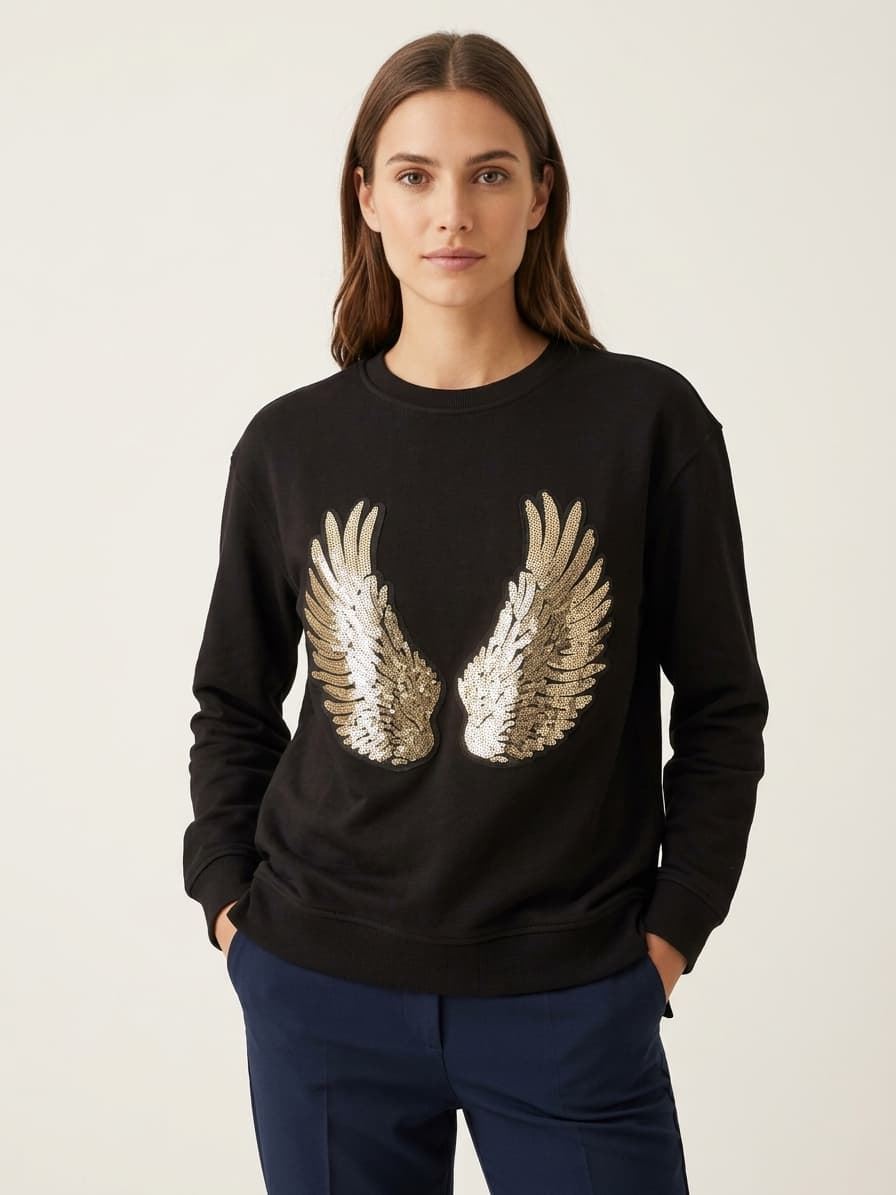 Sudadera Ávila con alas de lentejuelas Lylu - negro - Imagen 1