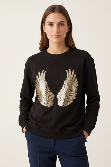 Sudadera Ávila con alas de lentejuelas Lylu - negro - Imagen 1