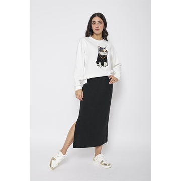 Sudadera Badajoz con gato bordado Lylu - blanco - Imagen 2