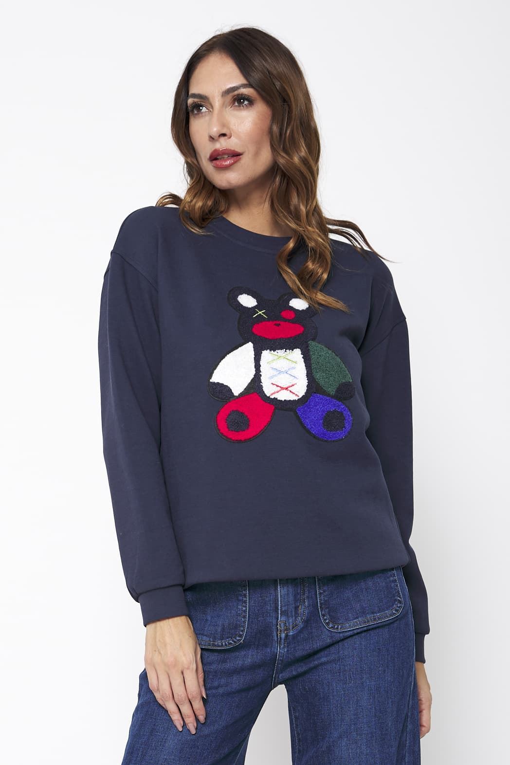 Sudadera Barcelona con oso bordado Lylu - azul marino - Imagen 1
