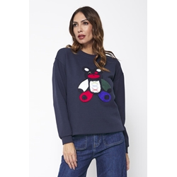 Sudadera Barcelona con oso bordado Lylu - azul marino - Imagen 1