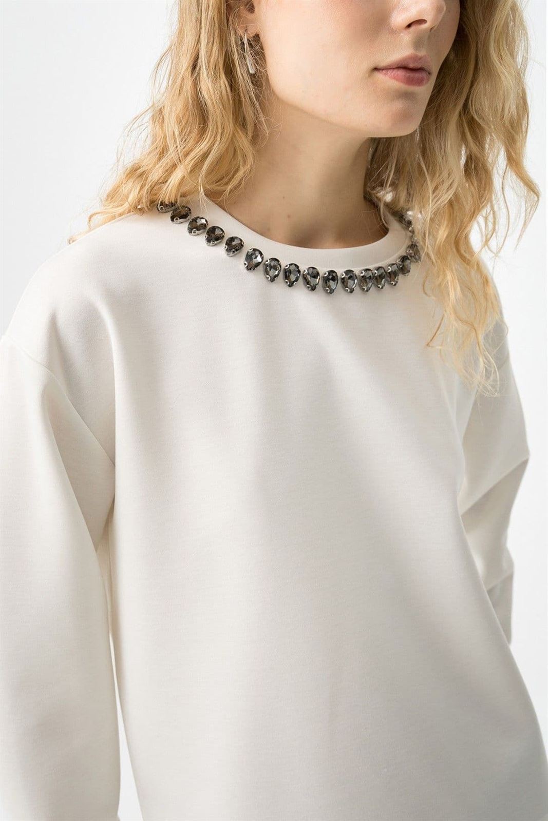 Sudadera blanca con apliques, Pipa - Imagen 2