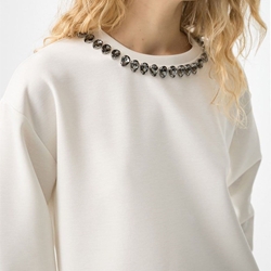 Sudadera blanca con apliques, Pipa - Imagen 2