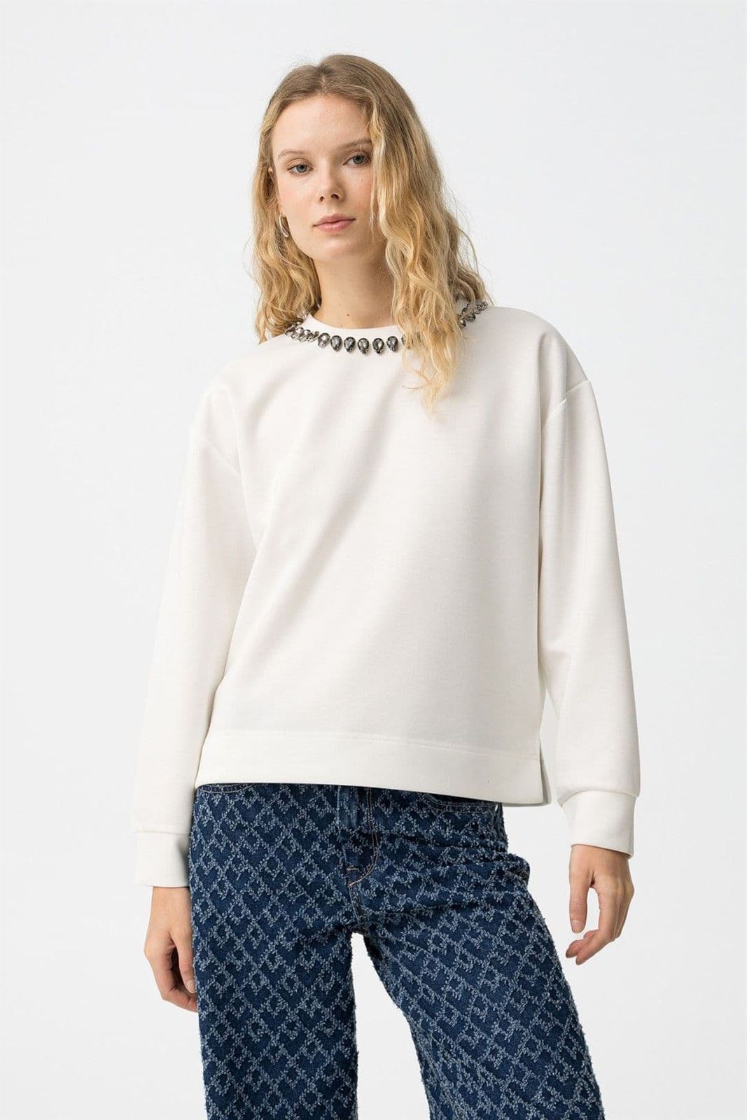 Sudadera blanca con apliques, Pipa - Imagen 6