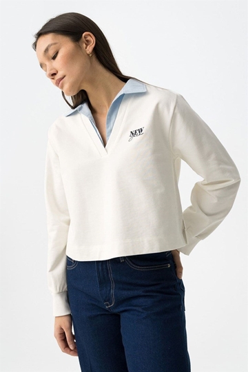 Sudadera combinada cuello camisa, Nate - Imagen 1