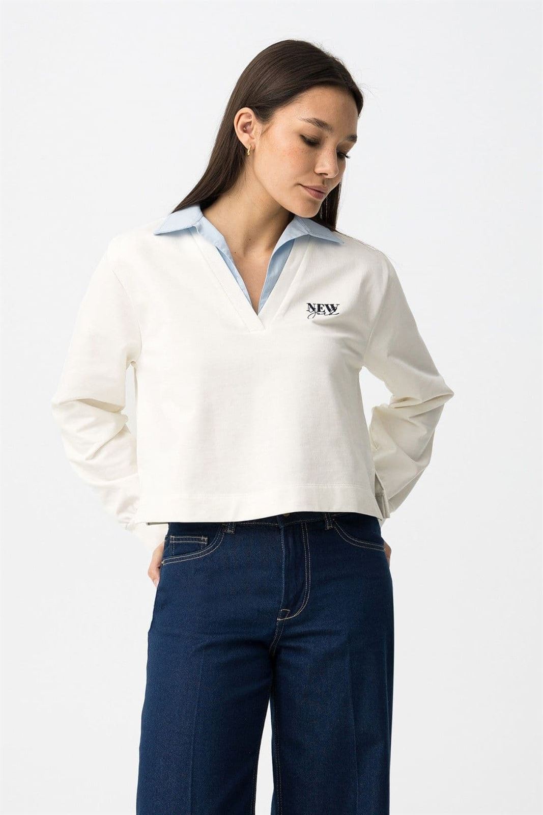 Sudadera combinada cuello camisa, Nate - Imagen 3