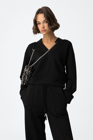 Sudadera negra con Botones Metálicos, Kenzina - Imagen 1