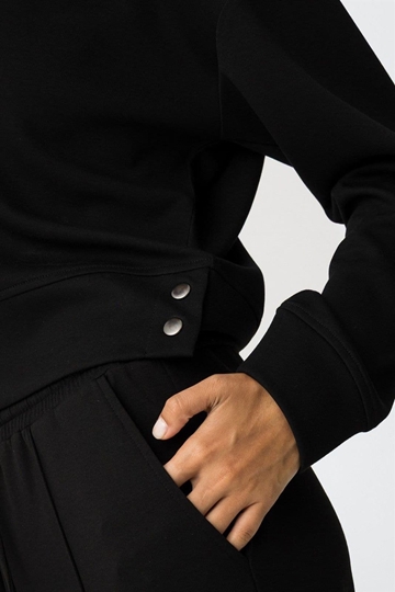 Sudadera negra con Botones Metálicos, Kenzina - Imagen 2