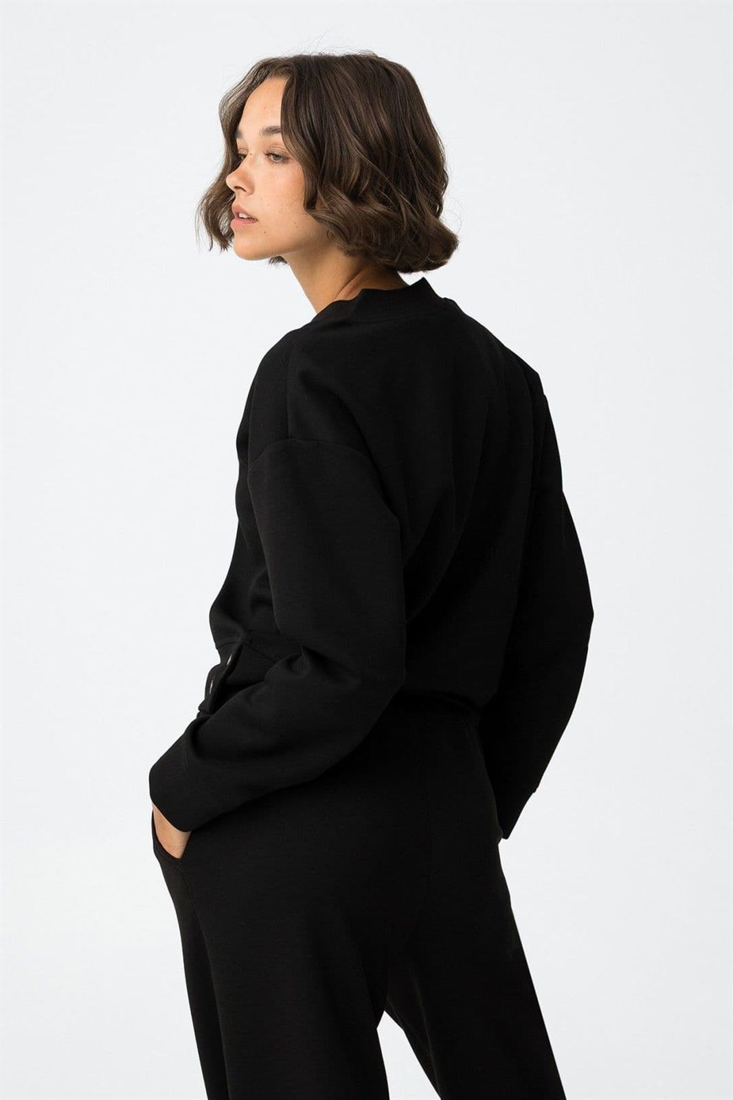 Sudadera negra con Botones Metálicos, Kenzina - Imagen 4