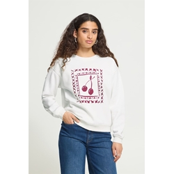 Sudadera oversize estampado de cerezas, Merella, Ichi - blanco - Imagen 1