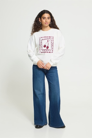 Sudadera oversize estampado de cerezas, Merella, Ichi - blanco - Imagen 2