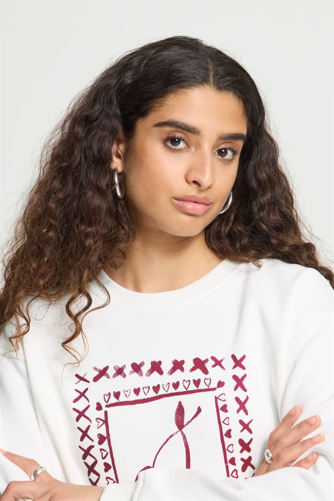 Sudadera oversize estampado de cerezas, Merella, Ichi - blanco - Imagen 3