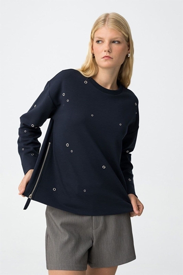 Sudadera tachas azul marino, East - Imagen 1