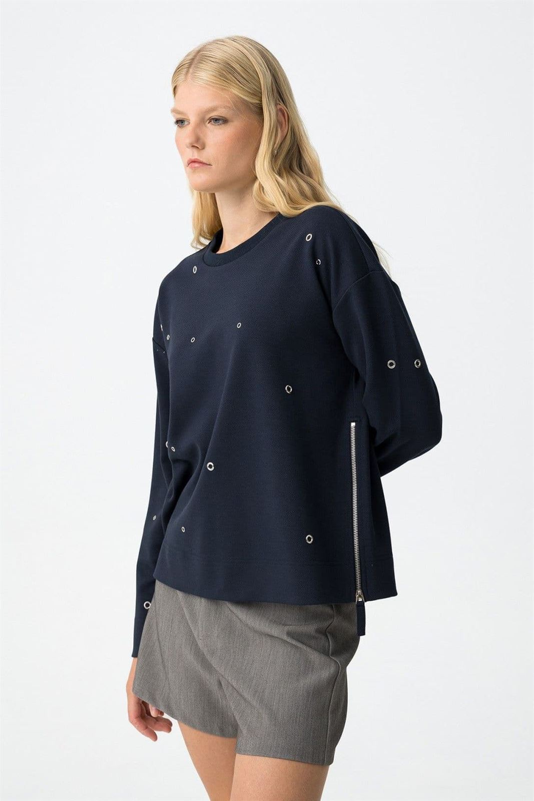Sudadera tachas azul marino, East - Imagen 3