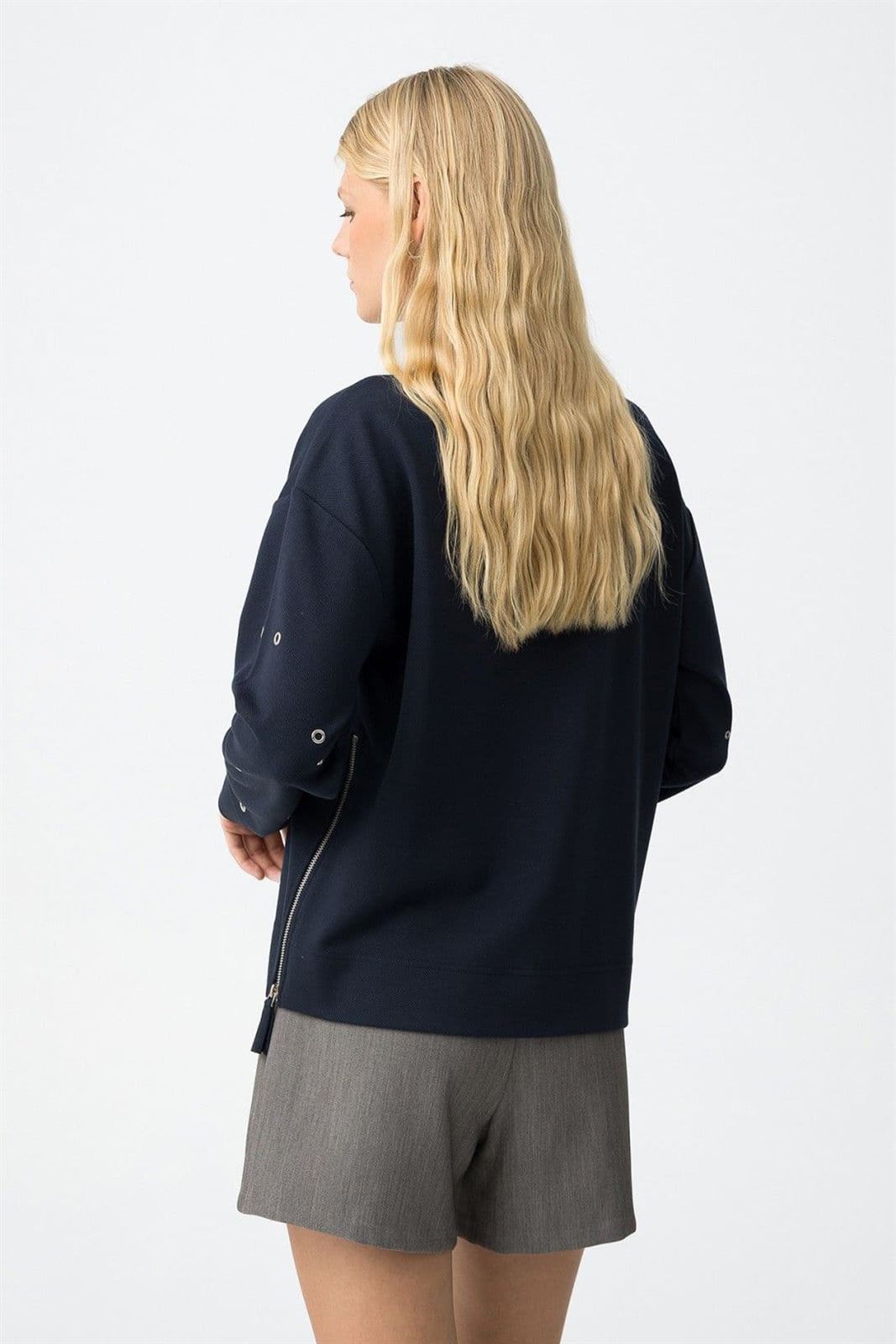 Sudadera tachas azul marino, East - Imagen 4