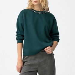 Sudadera verde con apliques, Pipa - Imagen 1