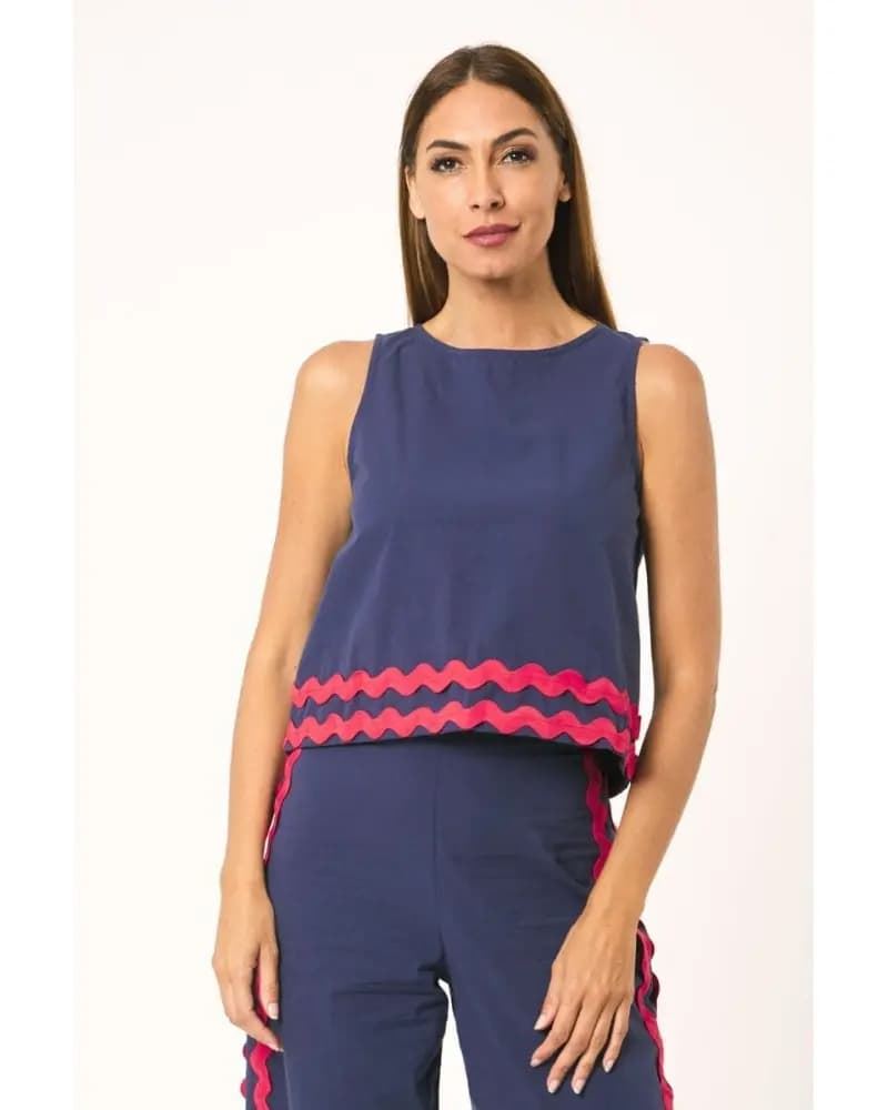 Top azul detalles rojos, Love - Imagen 6