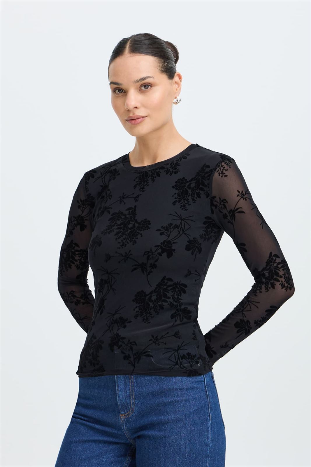 Top floral B.young, Rimesha - negro - Imagen 1