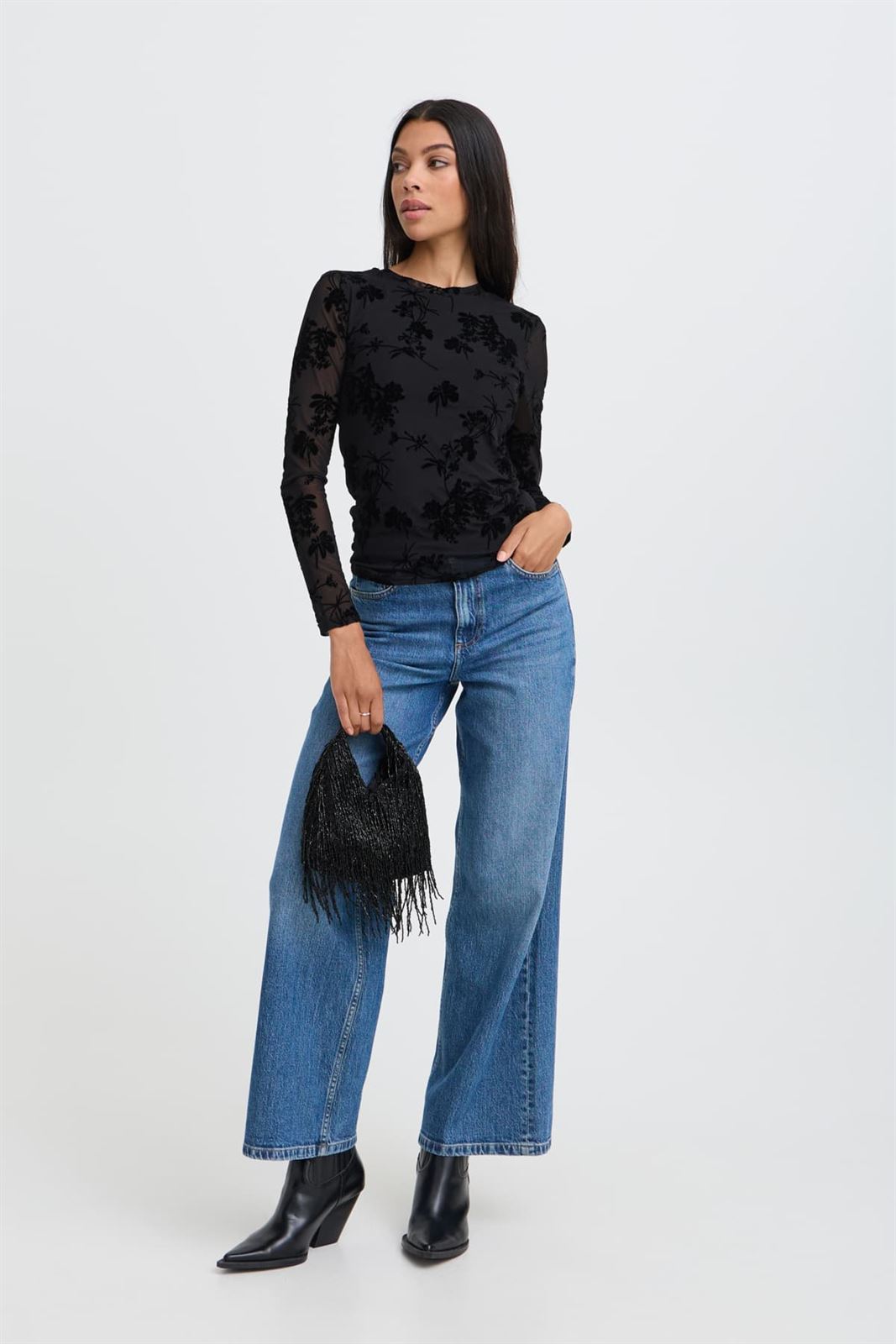 Top floral B.young, Rimesha - negro - Imagen 7
