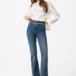Vaqueros de corte flare cinturón incluido, Zoe_80 - Imagen 1