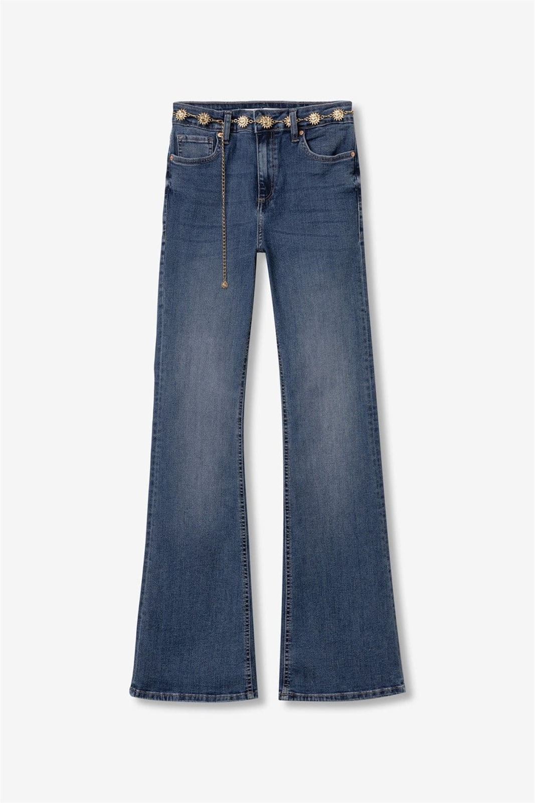Vaqueros de corte flare cinturón incluido, Zoe_80 - Imagen 7
